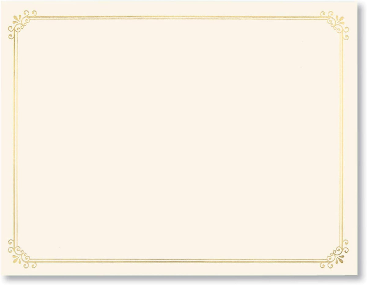 PaperDirect Gold Foil on Cream Simple Border Specialty Certificates, 8½ x 11, 50 Count, Certificates And Awards Paper, For School, Work, Diplomas & Award Certificates