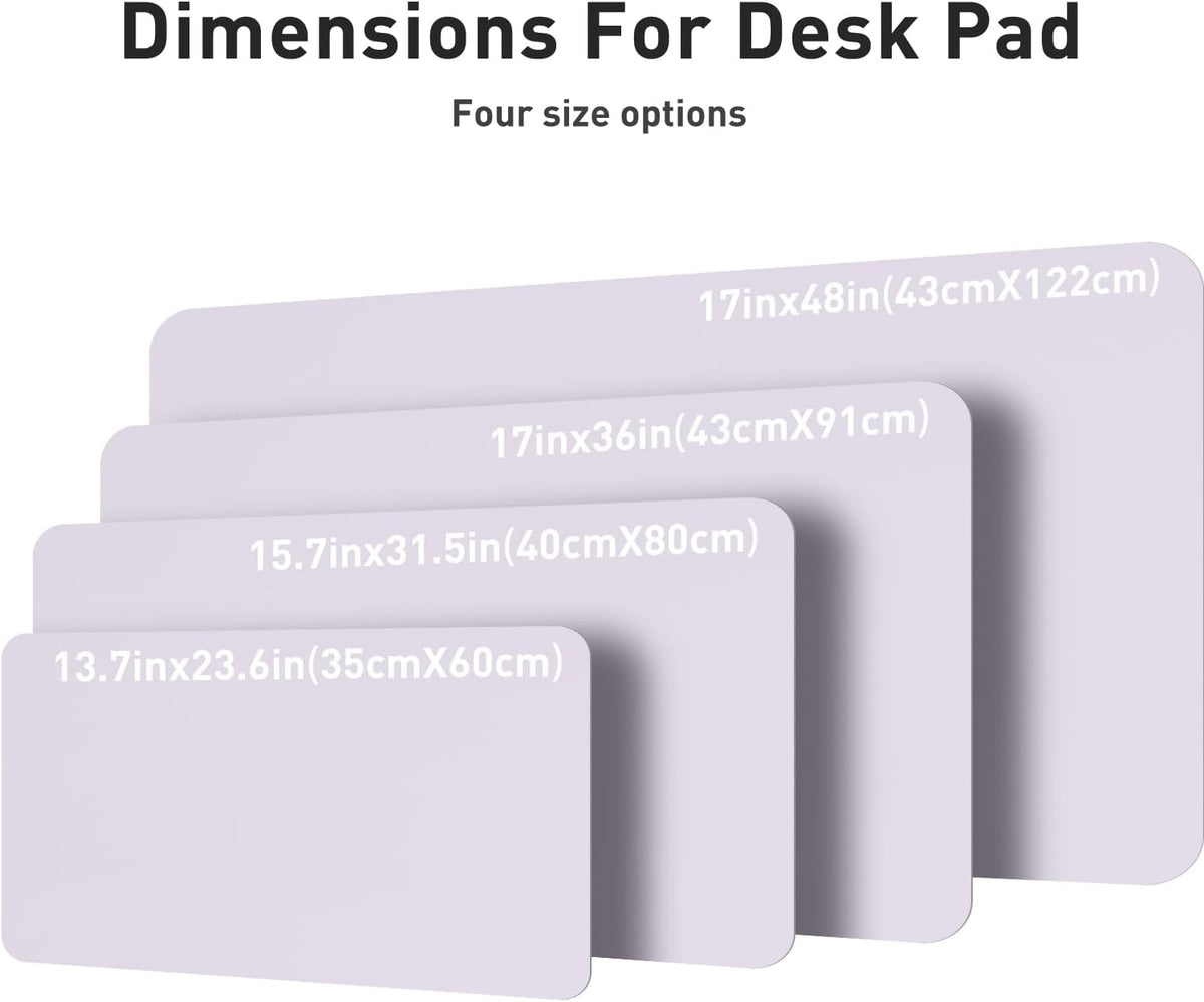 Aothia Large PU Leather Desk Pad Protector – Non-Slip Mouse Pad & Writing Mat for Office/Home, Waterproof, Easy to Clean (48" x 17", Soft Lavender)