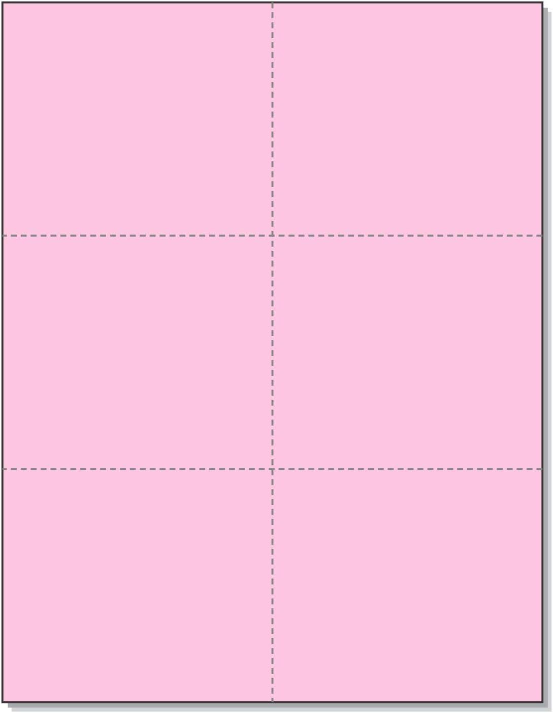 NextDayLabels Laser Printer Blank Cards - Perforated, 6 Up per Page - Pink, 300 Cards