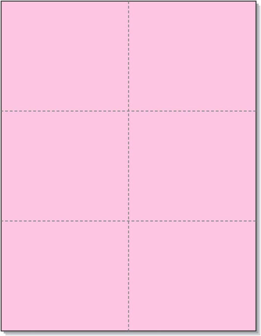 NextDayLabels Laser Printer Blank Cards - Perforated, 6 Up per Page - Pink, 300 Cards