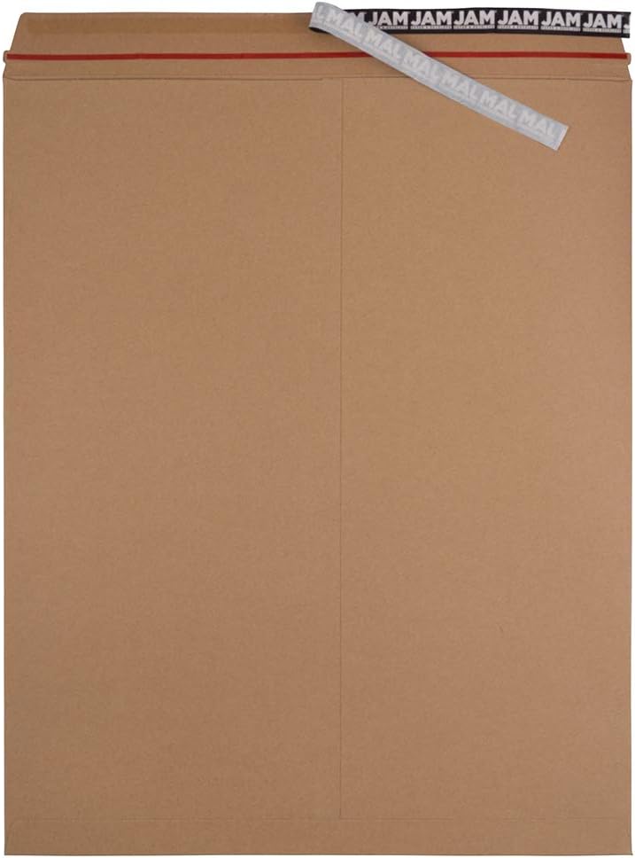 JAM PAPER Stay-Flat Photo Mailer Envelopes with Peel & Seal Closure - 17 x 21 - Brown Kraft - 6 Rigid Mailers/Pack