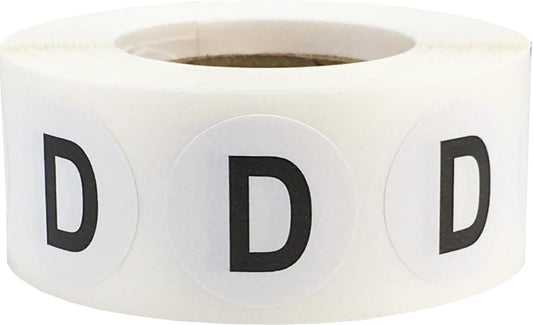 Letter D Inventory Labels .75 Inch Round Circle Dots 500 Adhesive Stickers