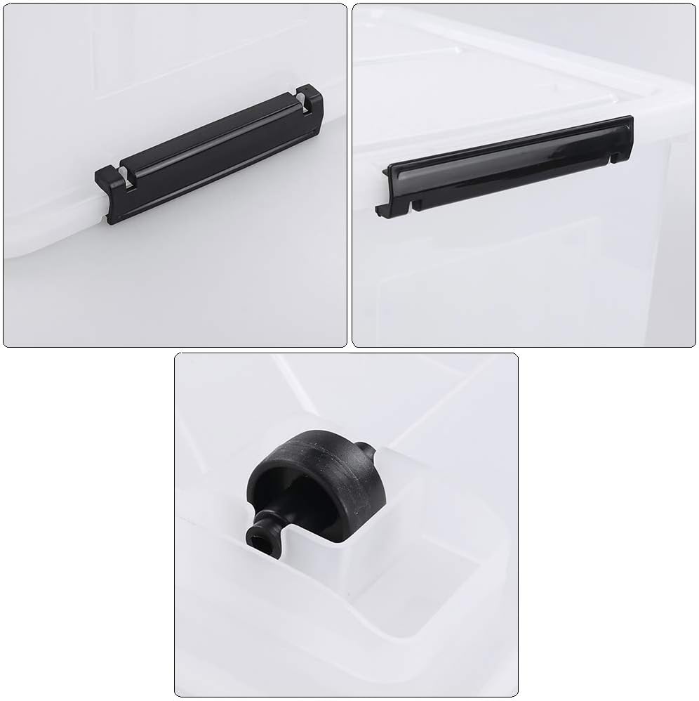 Asking 4-Pack Clear Large 50 L Plastic Storage Boxes, Plastic Storage Bins with Wheels