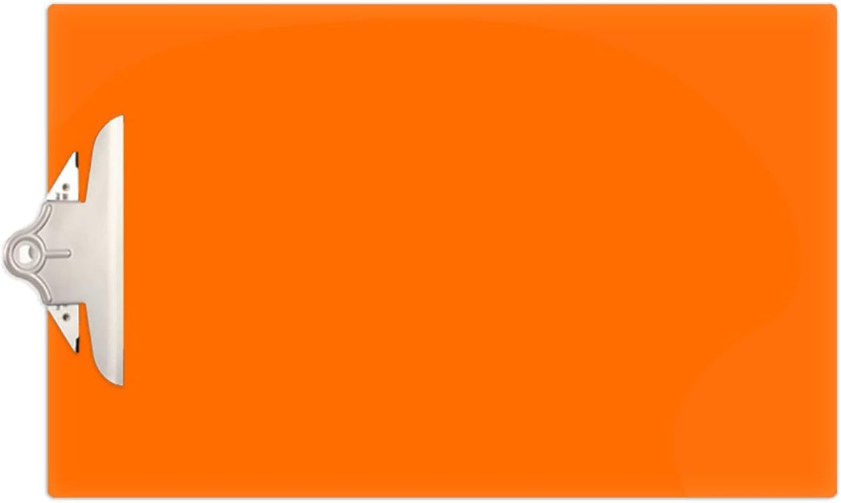 11x17 Clipboard Acrylic Panel Featuring a Jumbo Board Clip Orange