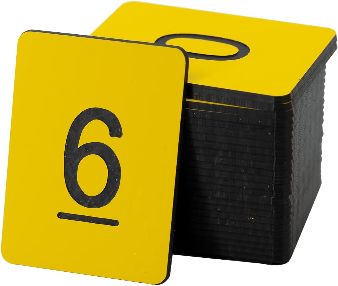 StayMax Rectangle Plastic Numbered Tags Number Disc Number Token (0-25, Yellow)