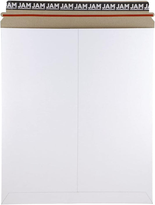 JAM PAPER Stay-Flat Photo Mailer Envelopes with Peel & Seal Closure - 12 3/4 x 15 - White - 6 Rigid Mailers/Pack