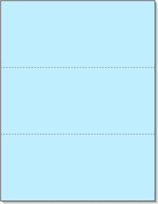 NextDayLabels - Pack of 500 Sheets, 8-1/2 x 11" Letter Size Perforated Paper (Blue, Perf @ 3-2/3" and 7-1/3")