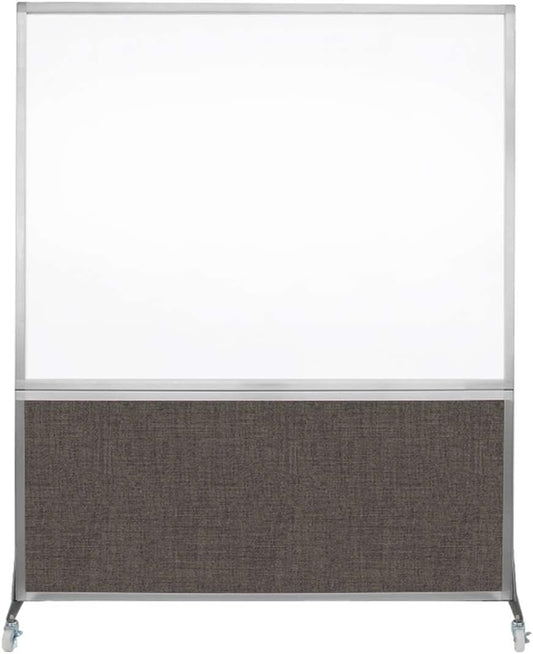 DivideWrite Mobile Whiteboard | Double Sided Dry Erase Board | Portable Office Cubicle Partition | Display for Classrooms, Conference Rooms, Meeting Areas and More | Mocha Fabric 5' Wide x 6' Tall