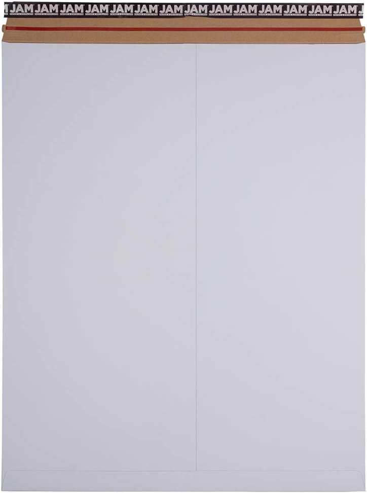 JAM PAPER Stay-Flat Photo Mailer Envelopes with Peel & Seal Closure - 17 x 21 - White - 6 Rigid Mailers/Pack