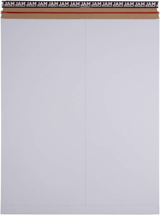 JAM PAPER Stay-Flat Photo Mailer Envelopes with Peel & Seal Closure - 17 x 21 - White - 6 Rigid Mailers/Pack