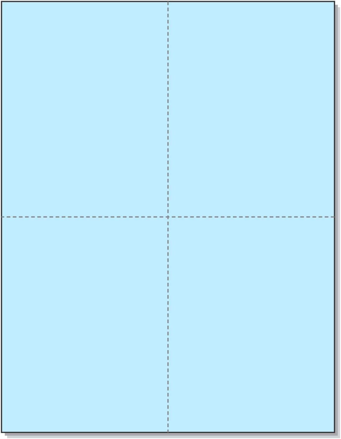 8-1/2" x 11" Laser/Inkjet Postcards 4 Per Page, (4-1/4" x 5-1/2" Each Card | Blue, 4000 Cards)