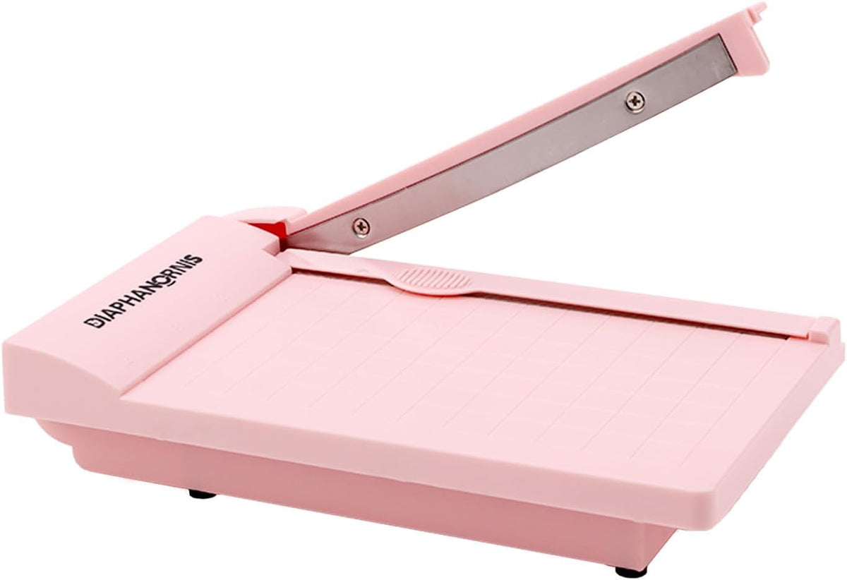 Mini Paper Trimmer, Guillotine Compact Paper Cutter, 1/4-Inch Grid for Precision Cutting, Straight Cuts Up to 3 Sheets, Perfect for Photos,Coupons,Card Making and Small Craft Projects (Pink)