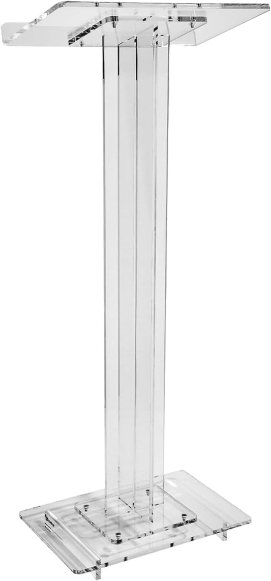 Kingdom Lightweight and Small Single Column Design Economy Clear Acrylic Lectern - Easy to Move and can Fit in a Small Room for a Meeting or Presentation with a Small Group