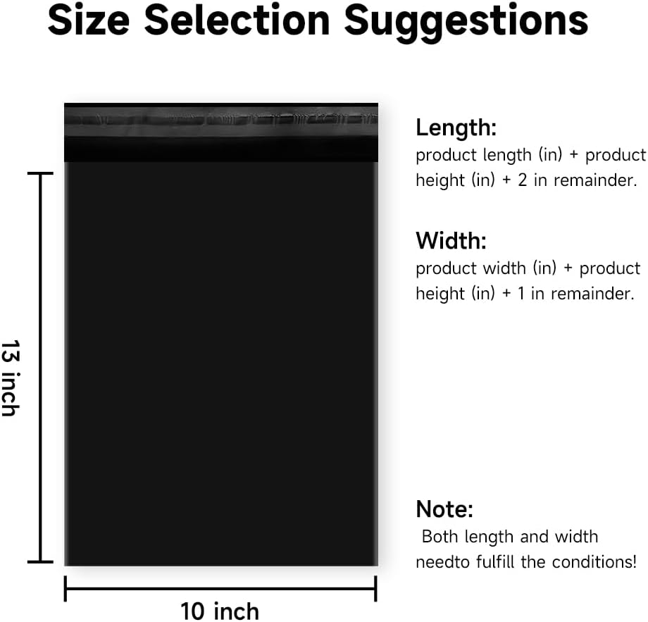 Black Shipping Bags 10x13 200Pcs Poly Mailers, Mailing Shipping Envelopes, Clothing Shipping Bags with Tear Resistant for Small Business Package Bags