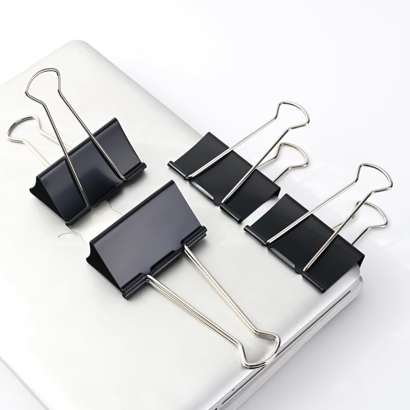 Extra Large Binder Clips 3 inch super big Binder Clips 6 Pack Big Metal Paper Clamps Black (3 Inch)