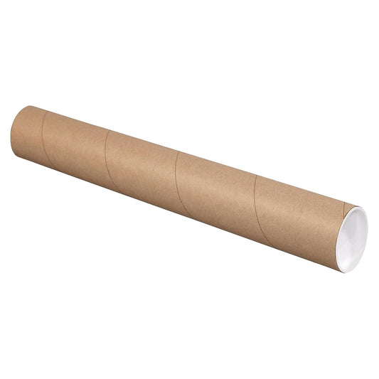 AVIDITI Cardboard Tubes with Caps, 30"L x 3"W x 3"H, Pack of 24 | Poster Tube for Mailing and Storage of Blueprints, Artwork, Crafts, Long Art Holder, 30 inches