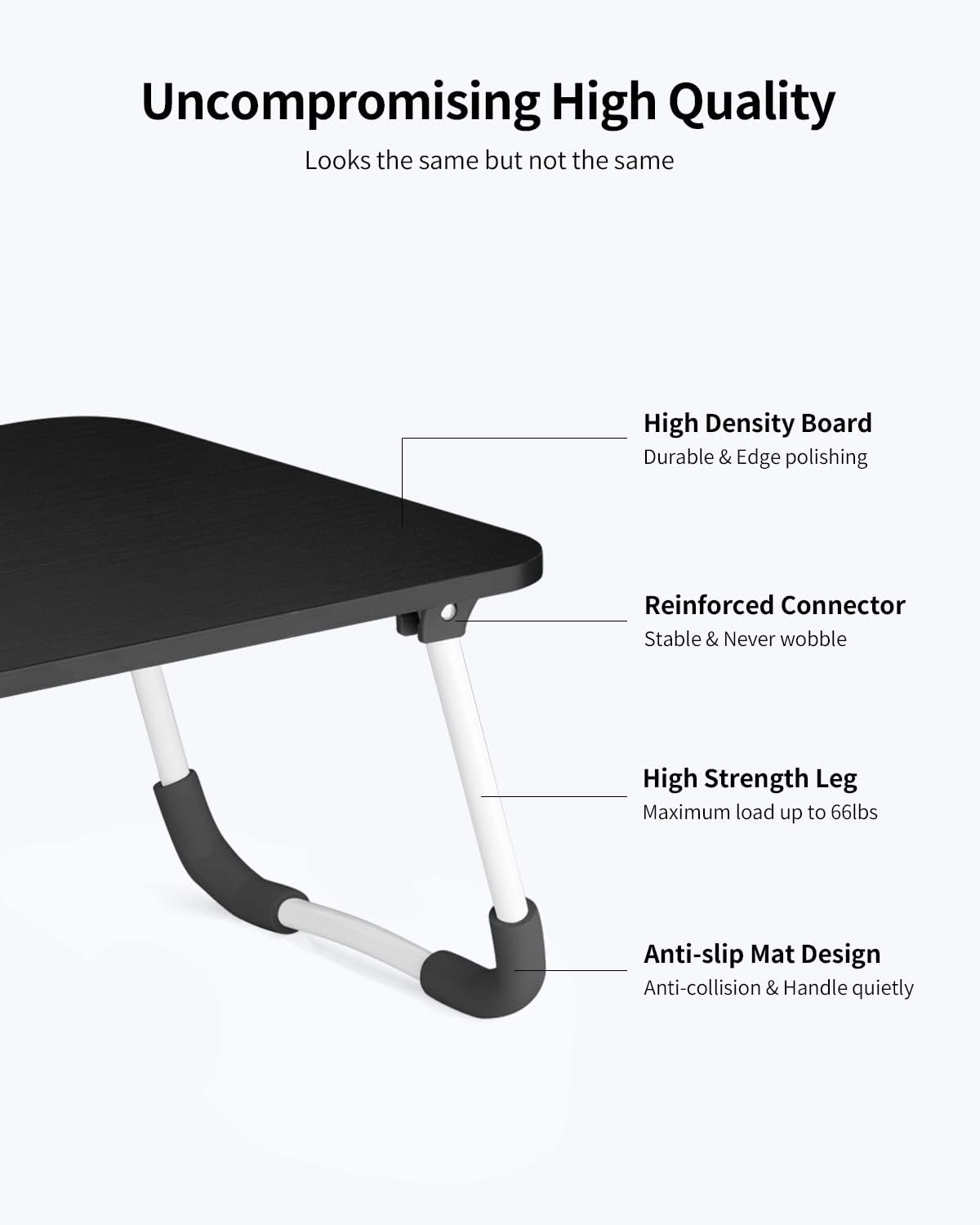 Ruxury Folding Lap Desk Laptop Stand Bed Desk Table Tray, Breakfast Serving Tray, Portable & Lightweight Mini Table for Sofa Couch Floor - Black