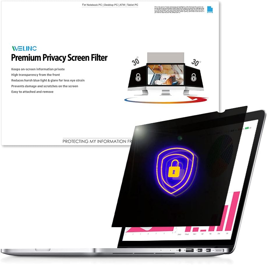 13.3 inch 16:10 - Computer Privacy Screen Filter for Widescreen Laptop - Notebook - Anti-Glare - Anti-Scratch Protector Film for Data confidentiality for13 MacBook Air