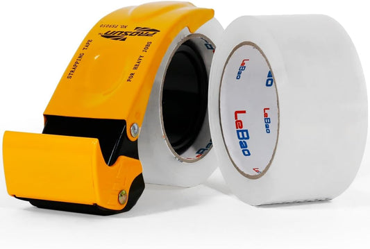 Heavy Duty Packing Tape for Moving Boxes - 1.88" x 360Yds (6 Rolls) Clear Moving Tape for Boxes, Secure Sealing for Cardboard, Bubble Wrap, Shipping Supplies (1, Metal Dispenser)