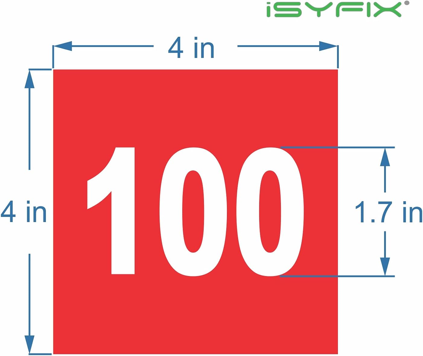 iSYFIX Red Consecutive Number Stickers – 1 to 100, 4-inch, 1 Set – Vinyl Self Adhesive Premium Decal, Ideal for Inventory, Storage, Organizing, Boxes, Bins, Toolbox, Lockers & More, Indoor/Outdoor