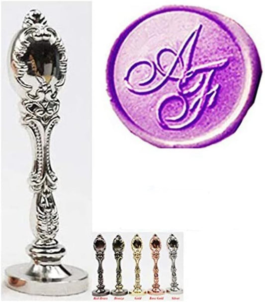 Vintage Customize Personalized Custom Wedding Monogram 2 Initials Sealing Wax Seal Stamp Silver Metal Handle Kit Custom Invitation Christmas Gift Wrap Package Custom Word Wax Seal Stamp Set
