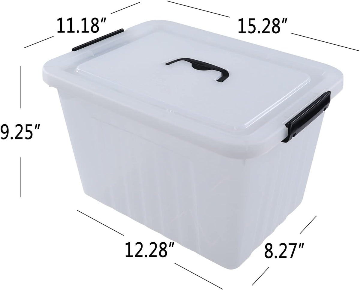 Farmoon 20 Quart Clear Latching Storage Bin with Handle, 4 Packs Plastic Storage Boxes