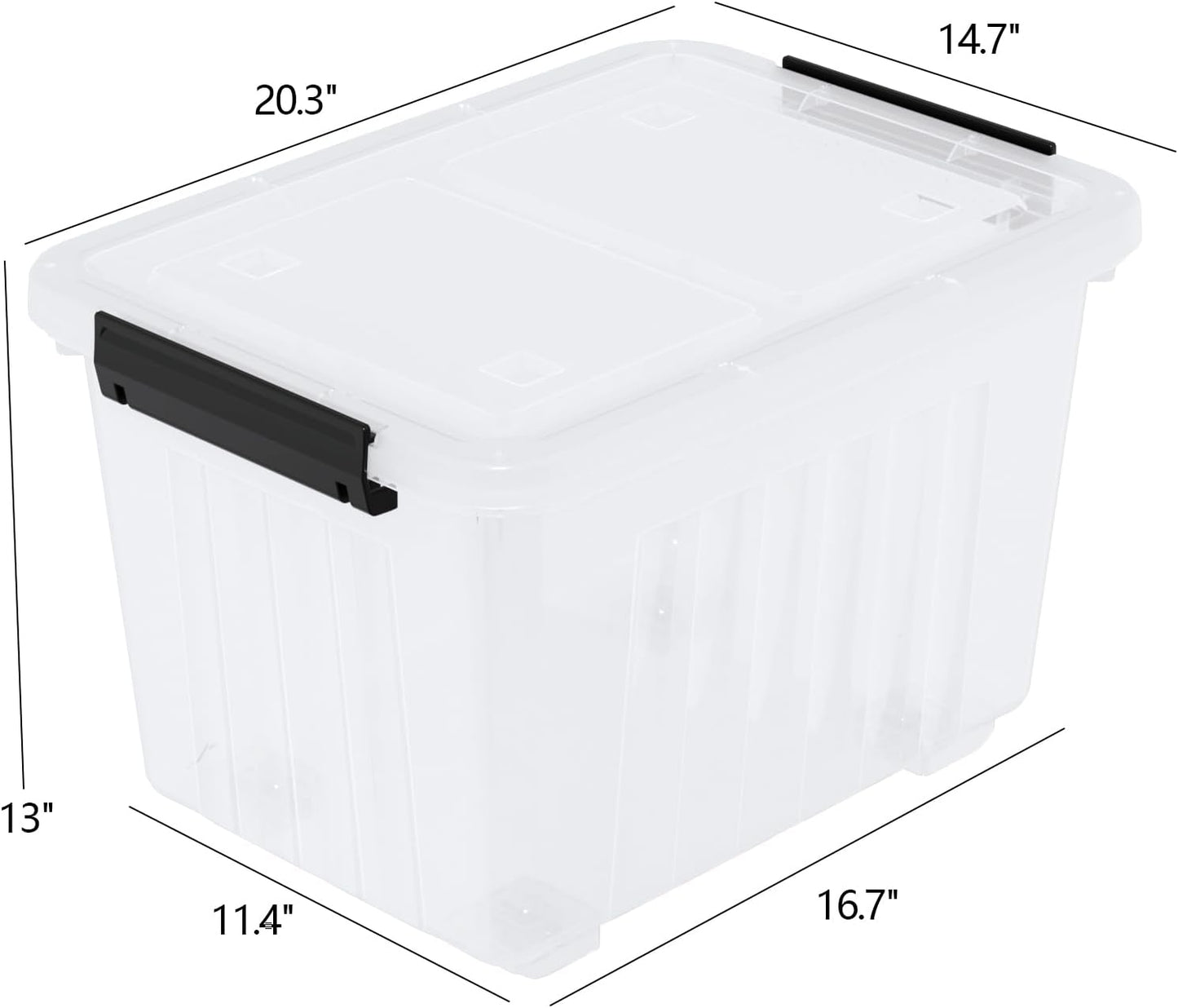 4 Packs 50 L Plastic Latching Box with Wheels, Clear Organizer Containers with Latching Lids for Office and Home Organization