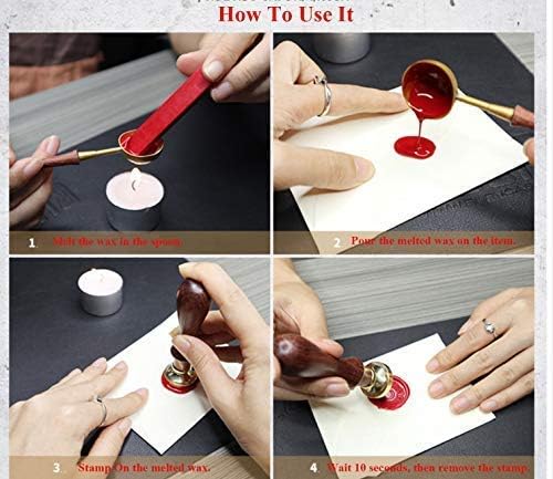Vintage Customize Personalized Custom Wedding Monogram Initials Sealing Wax Seal Stamp Red Brass Metal Handle Kit Custom Invitation Christmas Gift Wrap Package Custom Words Wax Seal Stamp Set