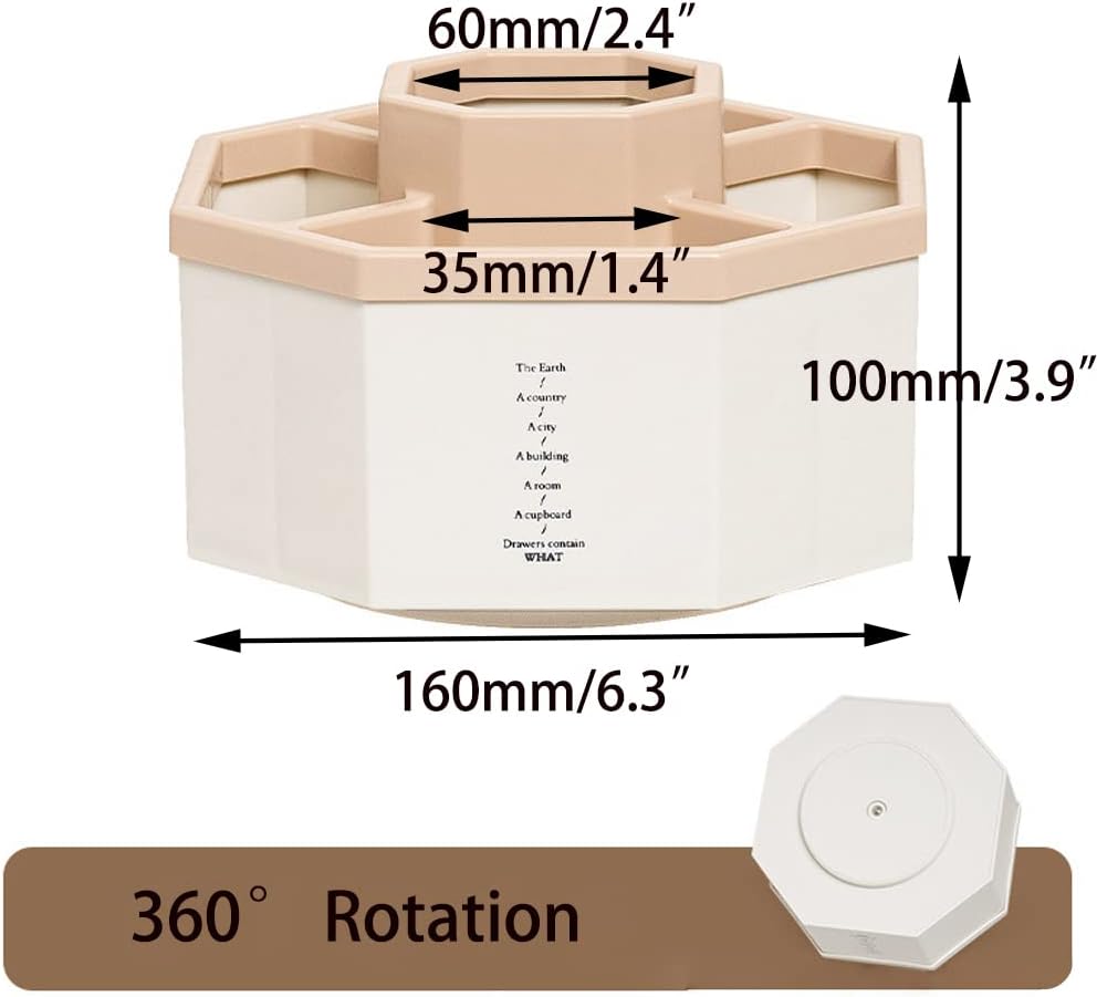 Desk Organizer, 360-Degree Rotating Multi-Functional Pen Holder, 5 Compartments Desktop Stationary Organizer, Home Office Art Supply Storage Box Caddy (White+Pink)