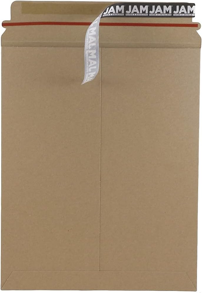 JAM PAPER Stay-Flat Photo Mailer Envelopes with Peel & Seal Closure - 9 3/4 x 12 1/4 - Brown Kraft - Sold Individually