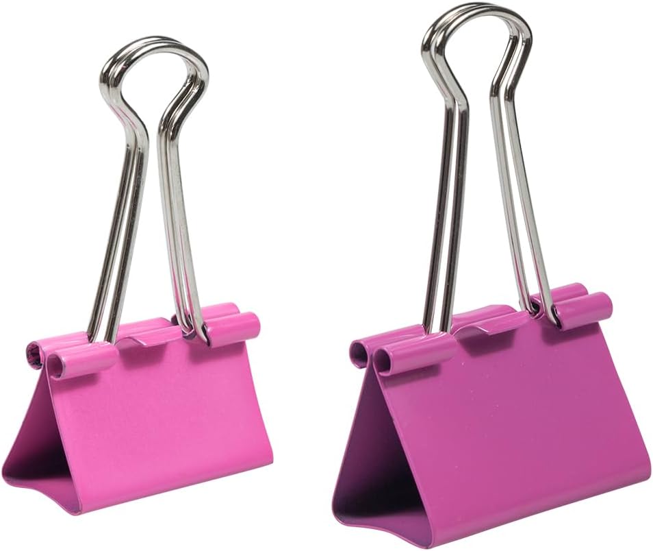JAM PAPER Colorful Binder Clips Assortment - Medium & Large Size - Pink Binderclips - 27 Clips/Pack
