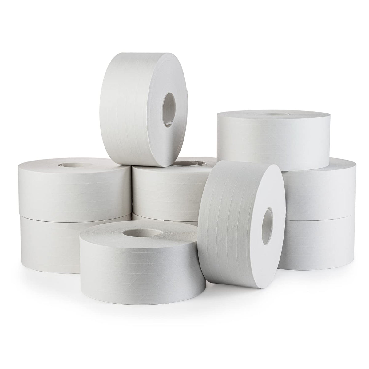IDL Packaging 2.83" x 450 feet Reinforced Water-Activated Kraft Gummed Tape 30lb Thickness (Pack of 10) - Secure Paper Packing Tape for Secure Carton Sealing - Heavy-Duty for All Conditions, White