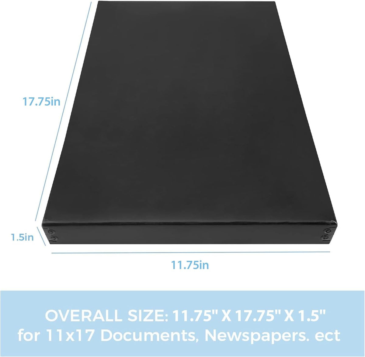 Lineco Museum Archival Storage Box, 11.75x17.75x1.5 in. Drop Front Design. Acid-Free with Metal Edge. Organize Photos, Pictures, Prints, Documents, Crafts, DIY. Black, 2 Pack