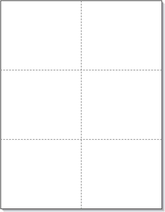 NextDayLabels - Laser Printer Blank Perforated Sheets 6 up per Page, for School Registration, Delivery, Inventory, Response, RSVP Cards, Trip Tickets, 1200 White Sheets