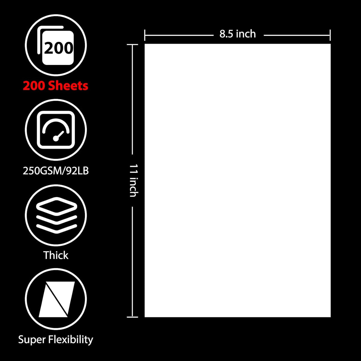 OcePor 200 Sheets White Cardstock 8.5” x 11”, 92lb/250gsm Card Stock, Thick Card Stock Paper, Heavy Cardstock Paper for Printer, Resume, Scrapbooks, Art, Crafts, Business Cards