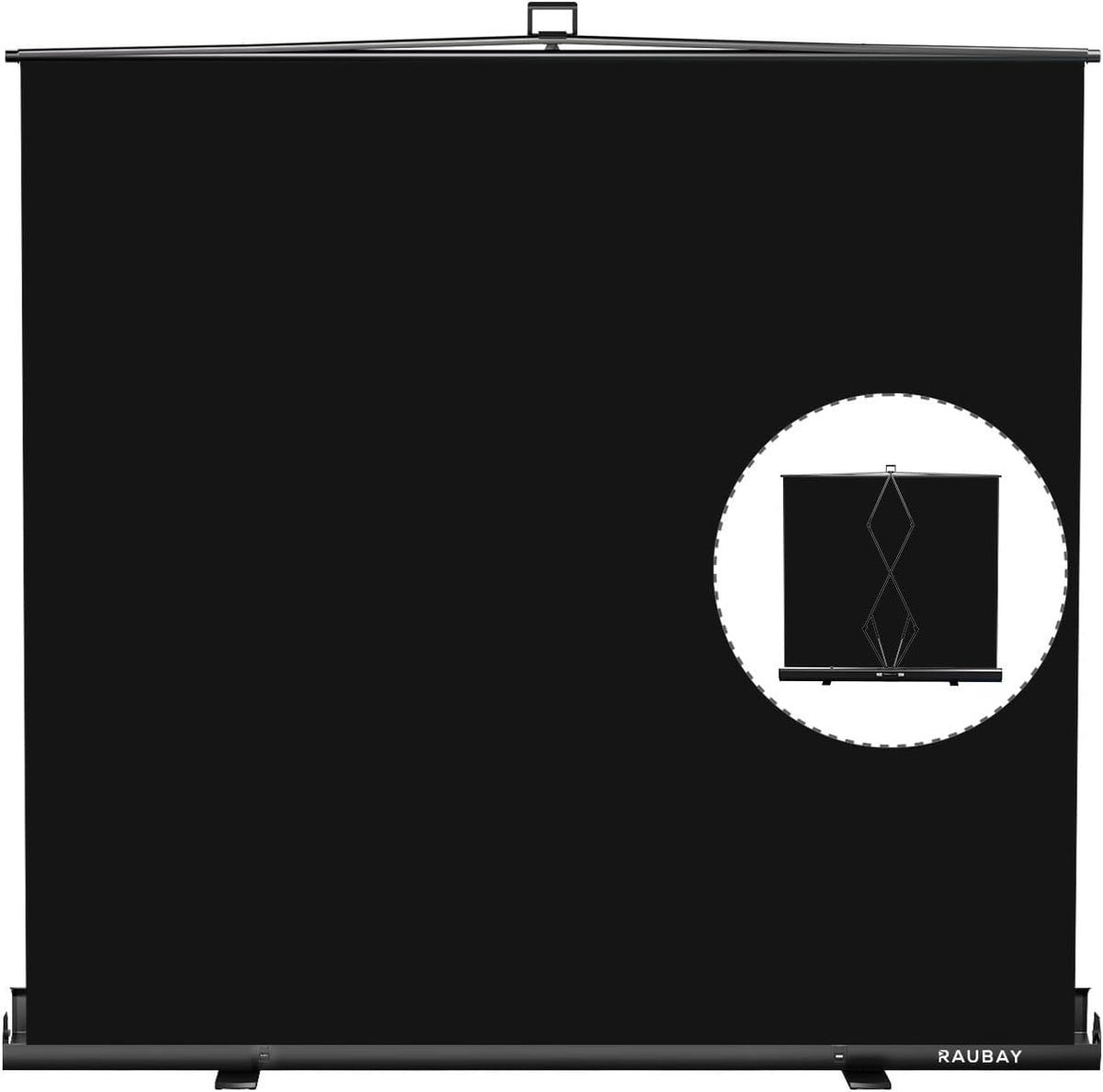 【Wider Style】 RAUBAY 78.7 x 82.7in Large Collapsible Black Backdrop Screen Portable Retractable Panel Photo Background with Stand for Video Conference, Photographic Studio, Streaming
