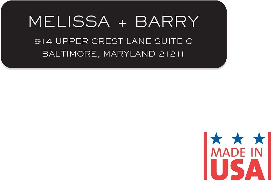 Striking Black Modern Rolled Address Labels/Roll of 250 Personalized Address Labels/Designer Return Address Stickers in Elegant Plastic Dispenser