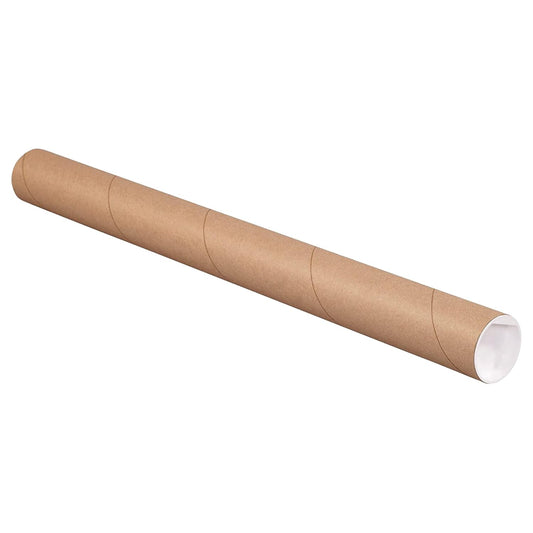 AVIDITI Mailing Tubes with Caps, 2"L x 25"W, 50-Pack | Cardboard Tube Mailer for Poster Box, Blueprint, Teachers, Artwork, Long Art Holder 2x25
