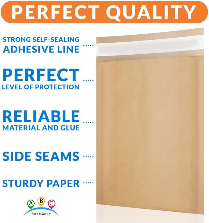 ABC PACK & SUPPLY Brown Kraft Bubble Mailer Envelopes, 10.5 x 15 Inches. 200 Pack Mail Padded Envelopes Self Seal. Kraft Bubble Mailers. Tear-Resistant Mailing Envelope Padded. Sturdy Paper Mailer