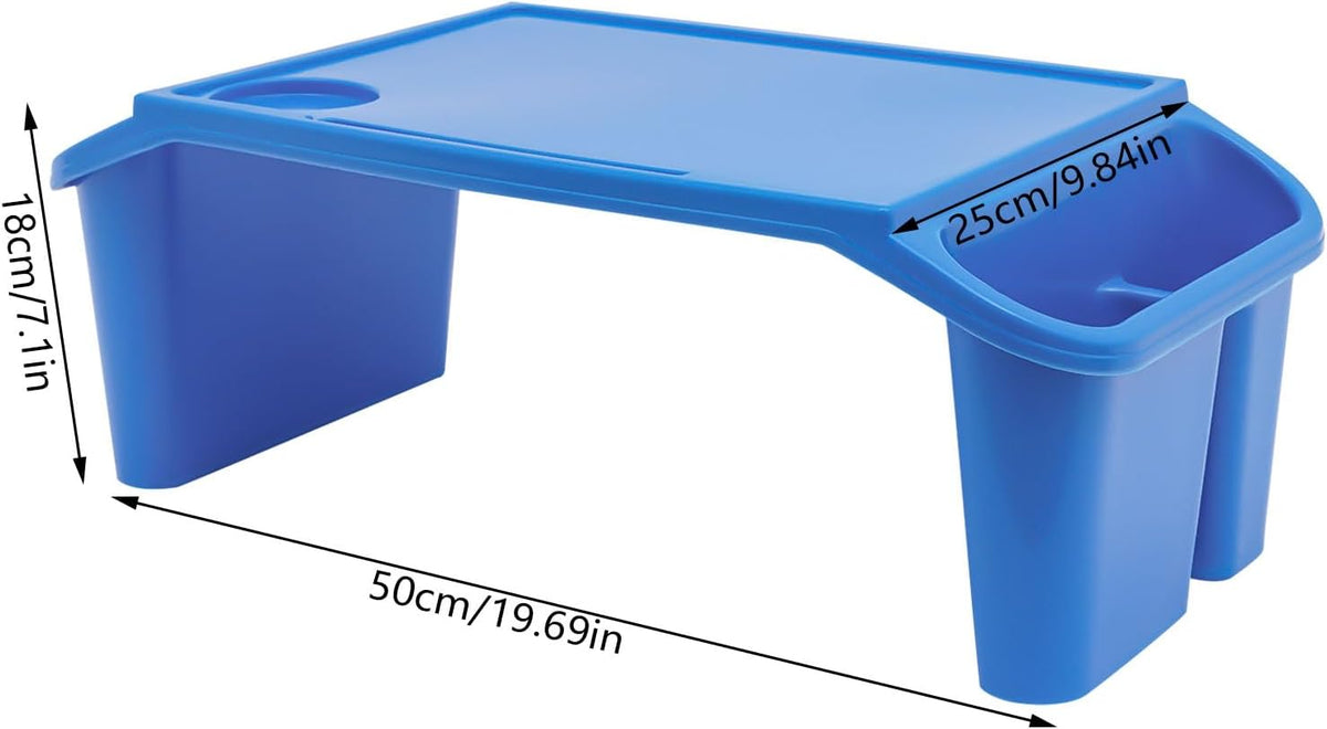6 Pack Kids Lap Desk Tray with Storage Slots, Portable Lap Desk, Activity Tray, Drawing, Stackable, Writing, Eating, Classroom, 19.69" L x 9.84" W x 7.1" H (Blue)