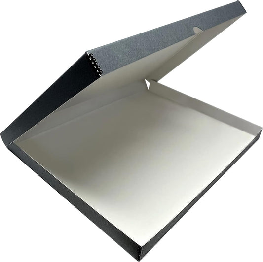 Lineco Folio Storage Box, Clamshell Design with Metal Edge. 18.5x24.5x1.75 Inches, Archival Boxboard, Preserve Photos, Cards, Magazines, Documents, Art, Ephemera, Family Records, Gray, Pack of 1