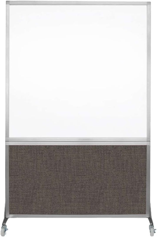 DivideWrite Mobile Whiteboard | Double Sided Dry Erase Board | Portable Office Cubicle Partition | Display for Classrooms, Conference Rooms, Meeting Areas and More | Mocha Fabric 4' Wide x 6' Tall