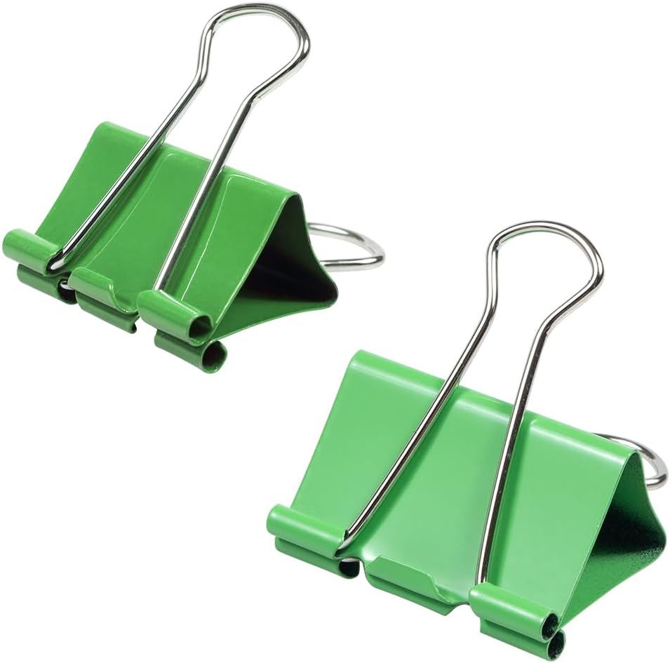 JAM PAPER Colorful Binder Clips Assortment - Medium & Large Size - Green Binderclips - 27 Clips/Pack