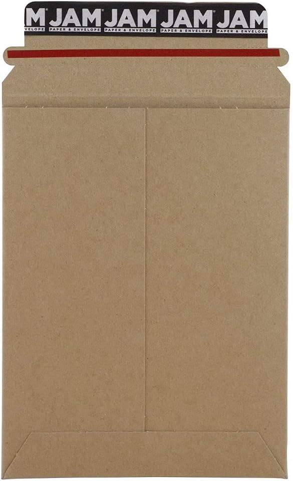 JAM PAPER Stay-Flat Photo Mailer Envelopes with Peel & Seal Closure - 6 x 8 - Brown Kraft - 6 Rigid Mailers/Pack