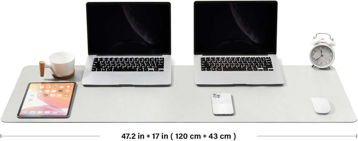 Large Desk Mat - 47.2"x 17" Non-Slip PU Desk Pad for Office and Home - Ideal for Large Mouse Pad and Desk Mats on Top of Desks(White)