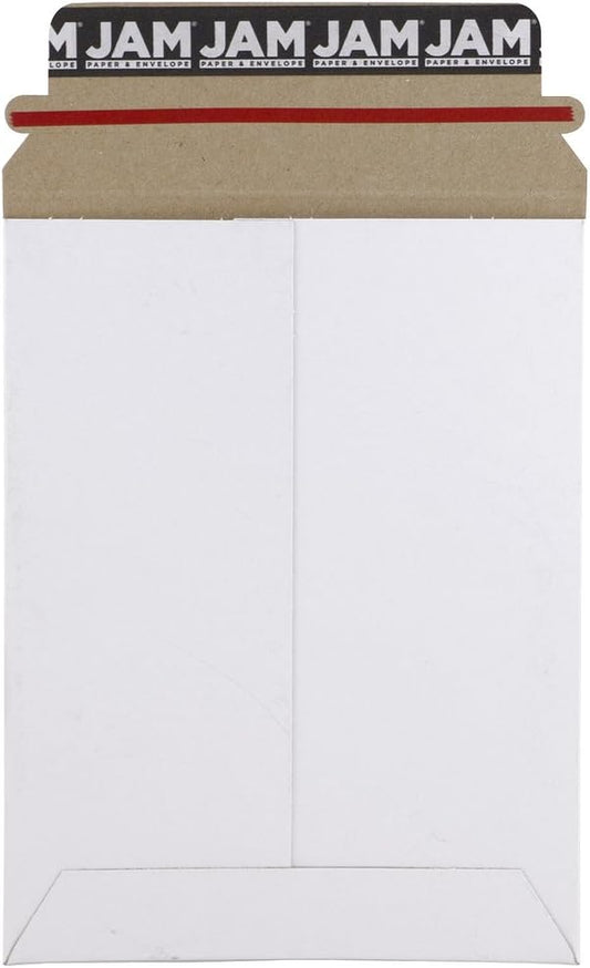 JAM PAPER Stay-Flat Photo Mailer Envelopes with Peel & Seal Closure - 6 x 8 - White - Sold Individually