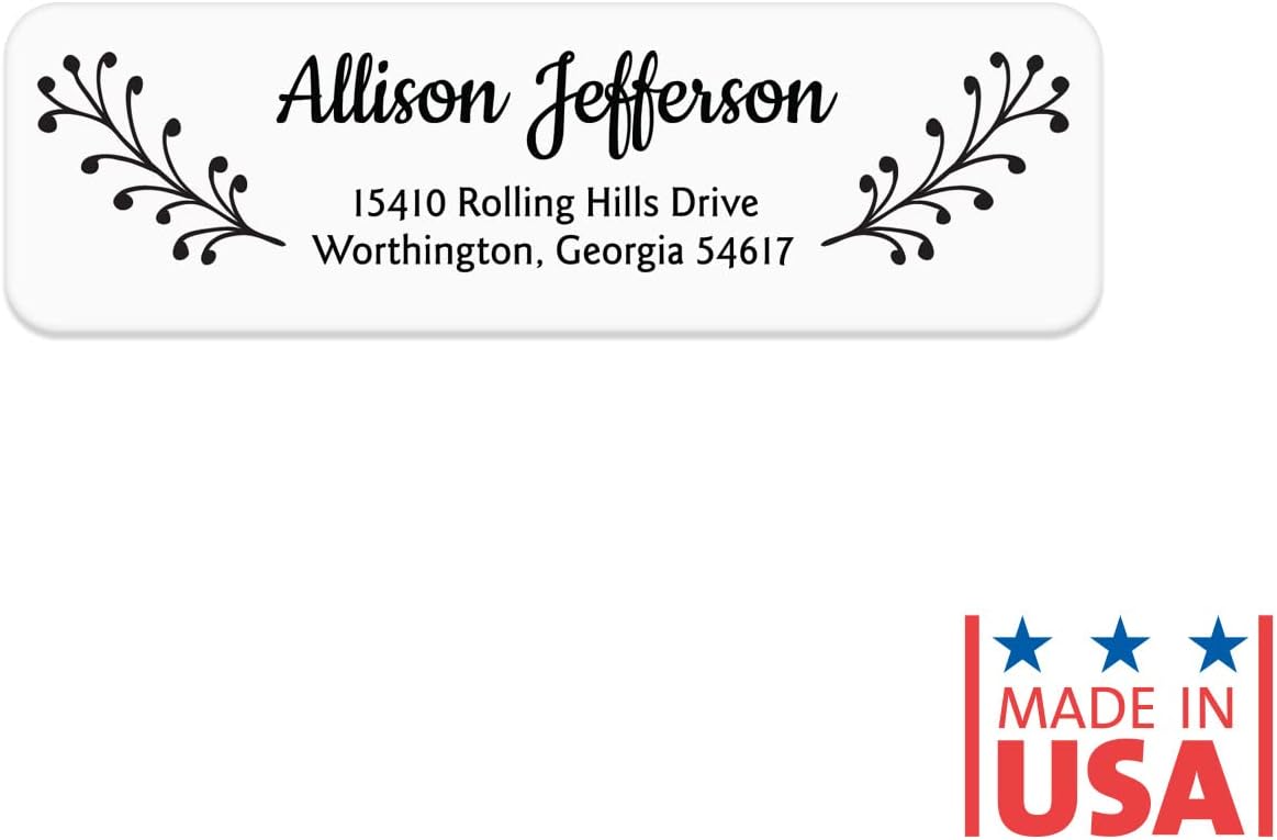 Modern Black and White Rolled Address Labels / 500 Personalized Return Address Labels/Designer Address Stickers in Elegant Plastic Dispenser