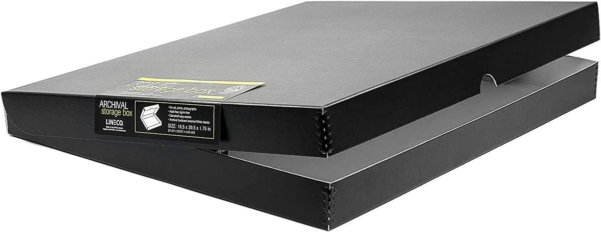 Lineco 16x20 Black Clamshell Archival Folio Storage Box, 1.75" Deep. Acid-Free with Metal Edge. Preserves Picture Longevity, Organize Photos or Documents, Crafts, DIY
