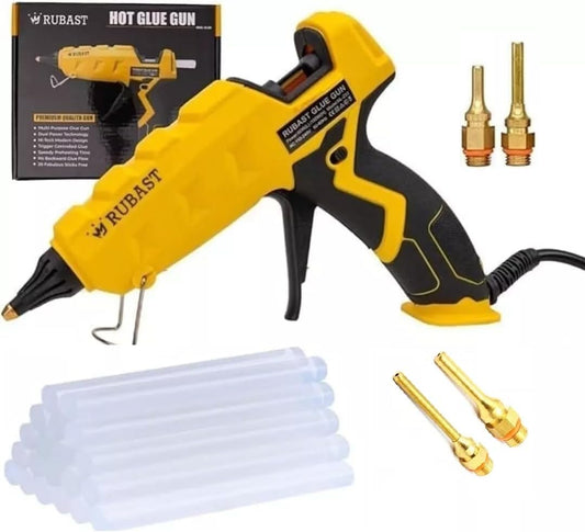 Full Size Heavy Duty Industrial Hot Glue Gun, 60/100w Dual Power & Dual Nozzle, Free 20 Glue Sticks Pack (15×11cm)- High Heating Temp Glue Gun Suitable for DIY Arts,Crafts,Home Repairs-USA Plug