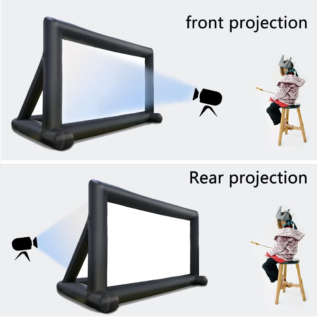 30ft Outdoor Inflatable Movie Screen, No Seam Projector Screen with Air Blower, Support Front & Rear Projection